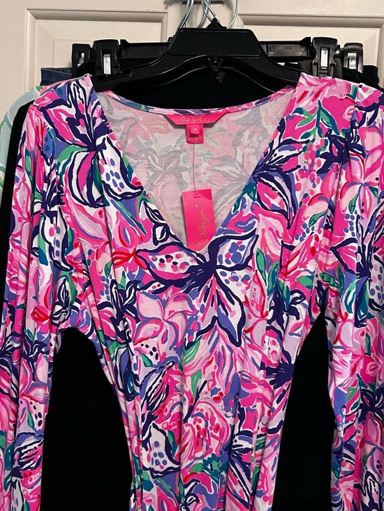 Lilly Pulitzer Dresses & Skirts - NWT Lilly Pulitzer NWT Pink Multi Floral V-Neck Dress L/S Size Medium Send Offer